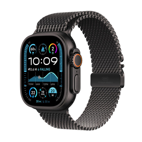 Apple Watch Ultra 2 49 mm Titanio Negro Milanese Loop Negro (Medium)