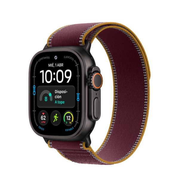 Apple Watch Ultra 4 Titanio Negro Alpine Loop Burdeos (M)